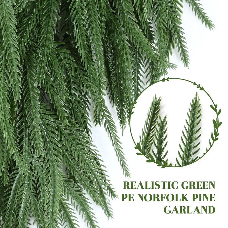 Eco-Friendly Christmas Garland – Real Touch Norfolk Pine Greenery, Sustainable Holiday Décor for Mantle & Fireplace