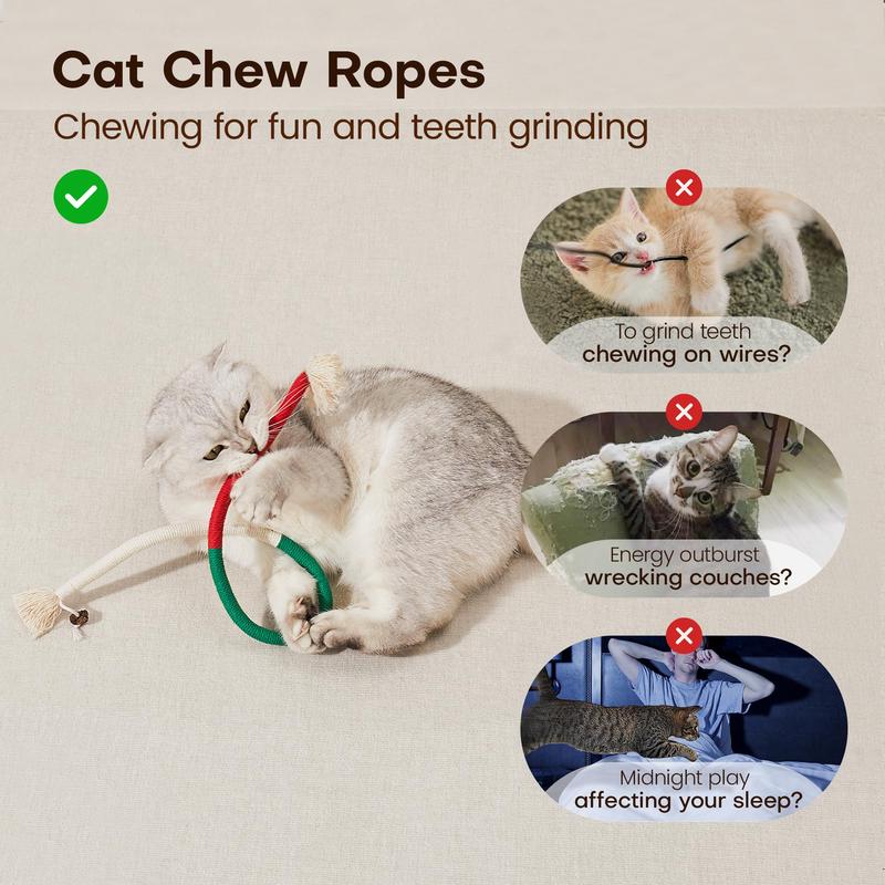 Potaroma 3-Pack Cat Chew Ropes with Natural Catnip – Refillable Teeth Cleaning Toys for Indoor Cats, Interactive & Safe Play for All Breeds (19.5 Inches)