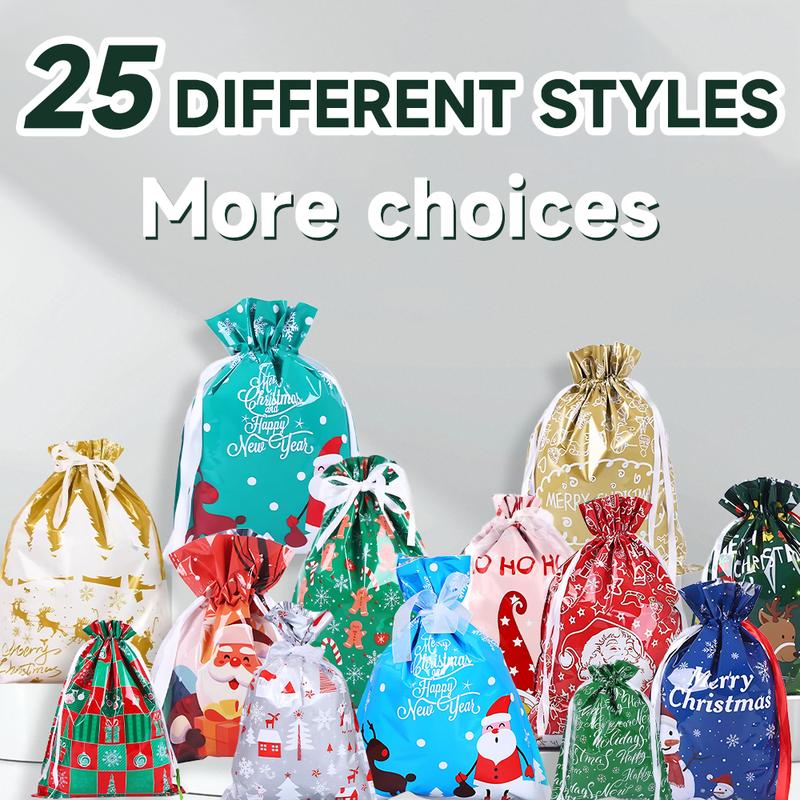 60PCS Christmas Gift Wrapping Set – Colorful Bags & Tags, Festive Assorted Designs