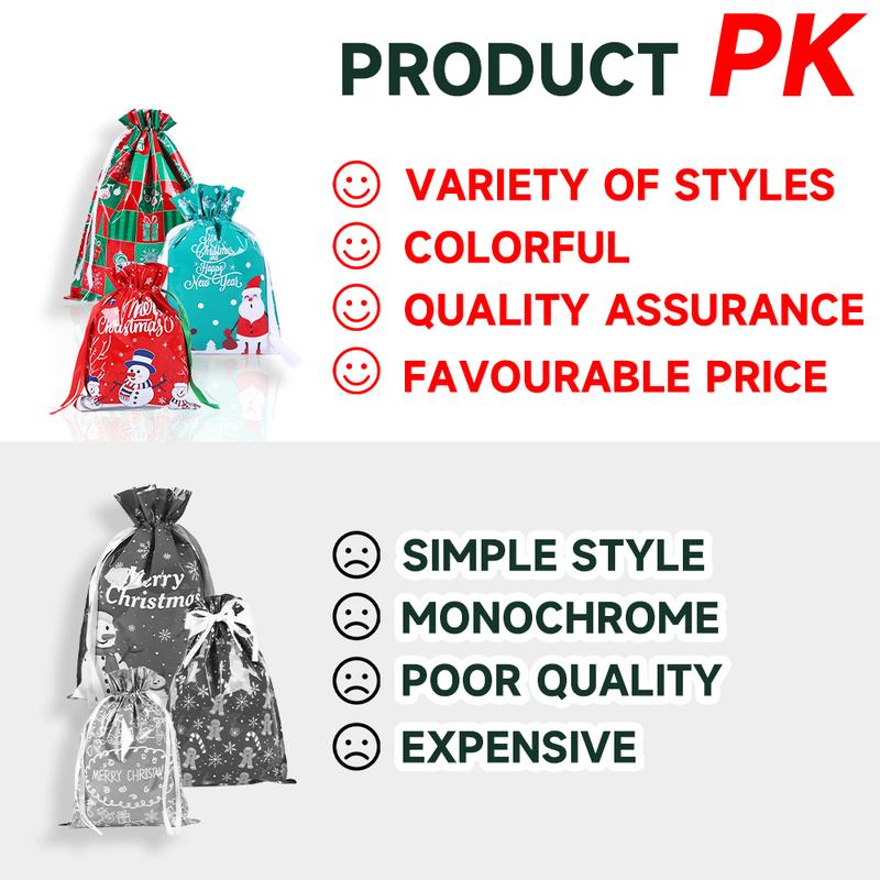 60PCS Christmas Gift Wrapping Set – Colorful Bags & Tags, Festive Assorted Designs