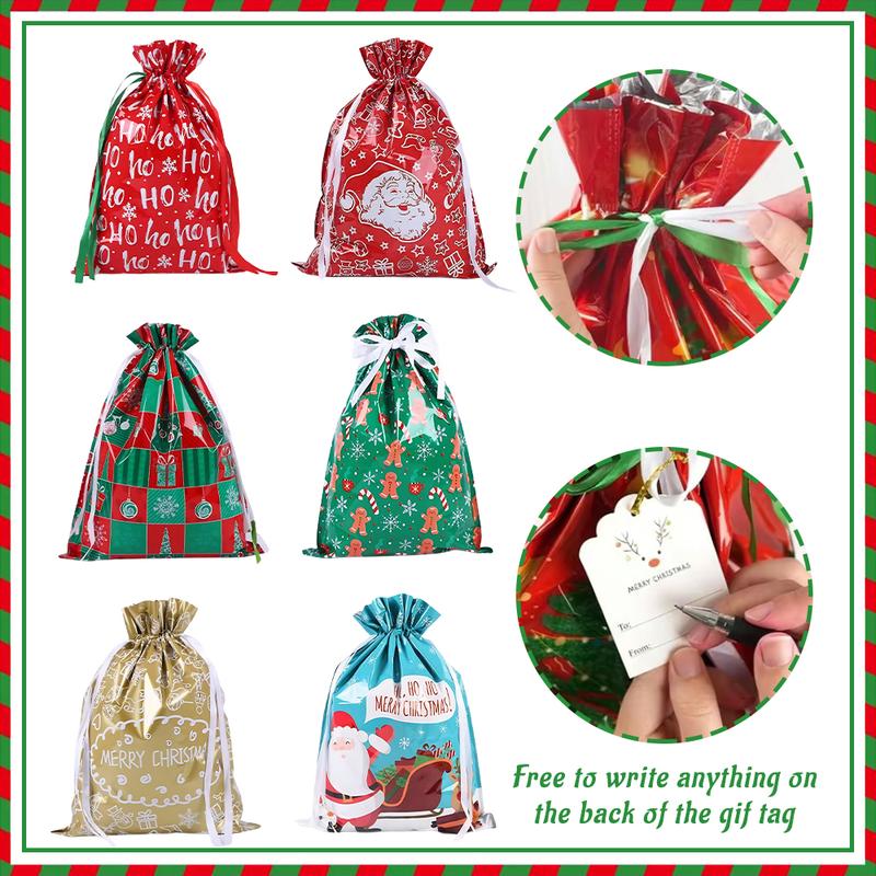 60PCS Christmas Gift Wrapping Set – Colorful Bags & Tags, Festive Assorted Designs