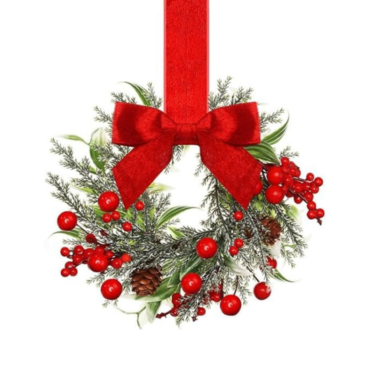 6 Christmas Mini Wreaths – Farmhouse Window & Cabinet Decorations